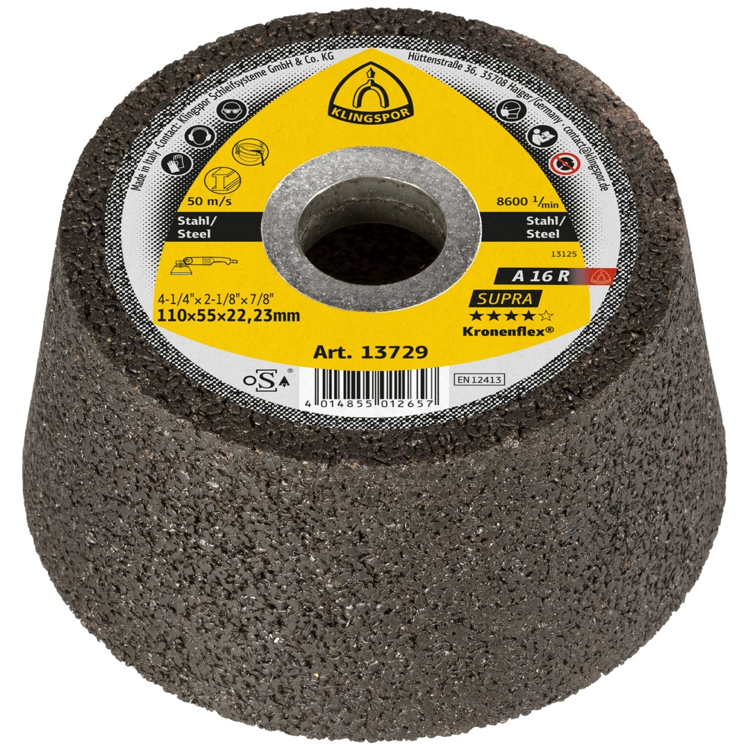 Klingspor A 16 R Schleiftopf, 110 x 55 x 22,23 mm gekröpft