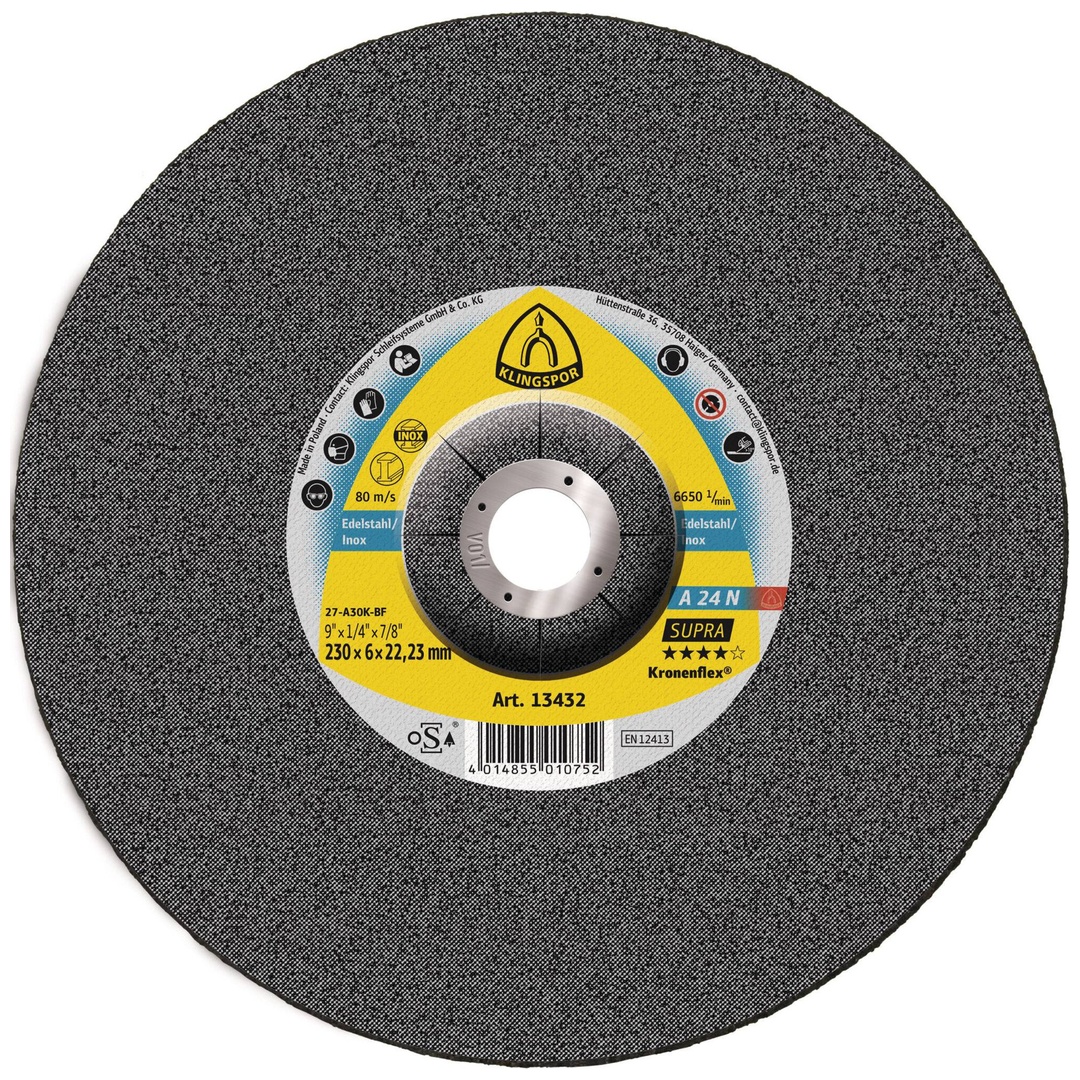 Klingspor A 24 N Schruppscheiben, 230 x 6 x 22,23 mm gekröpft