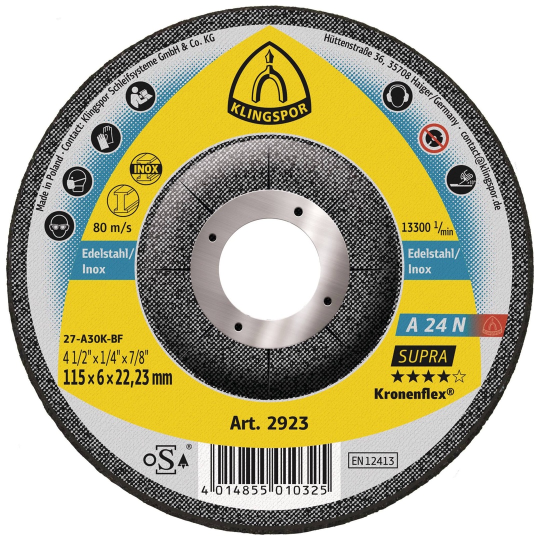 Klingspor A 24 N Schruppscheiben, 115 x 6 x 22,23 mm gekröpft