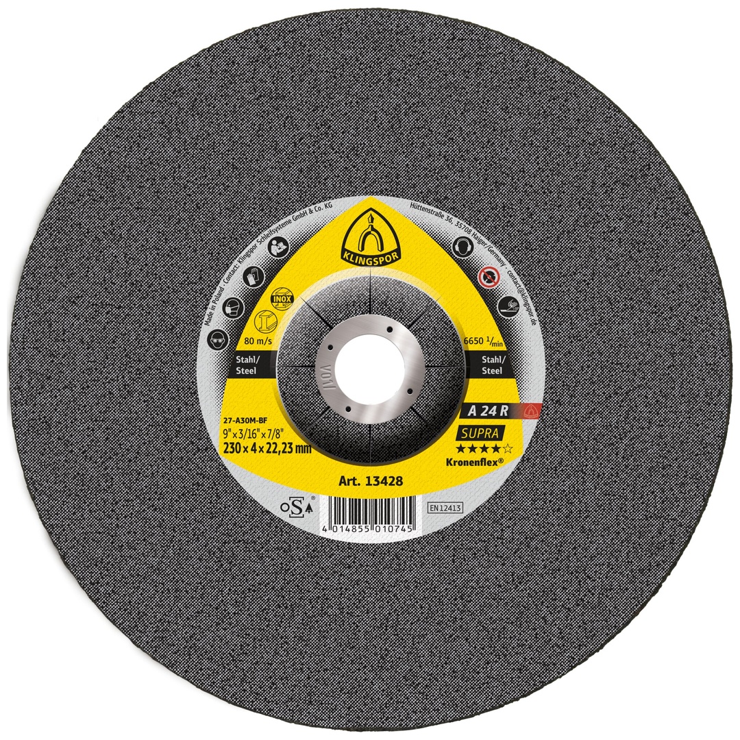 Klingspor A 24 R Schruppscheiben, 230 x 4 x 22,23 mm gekröpft