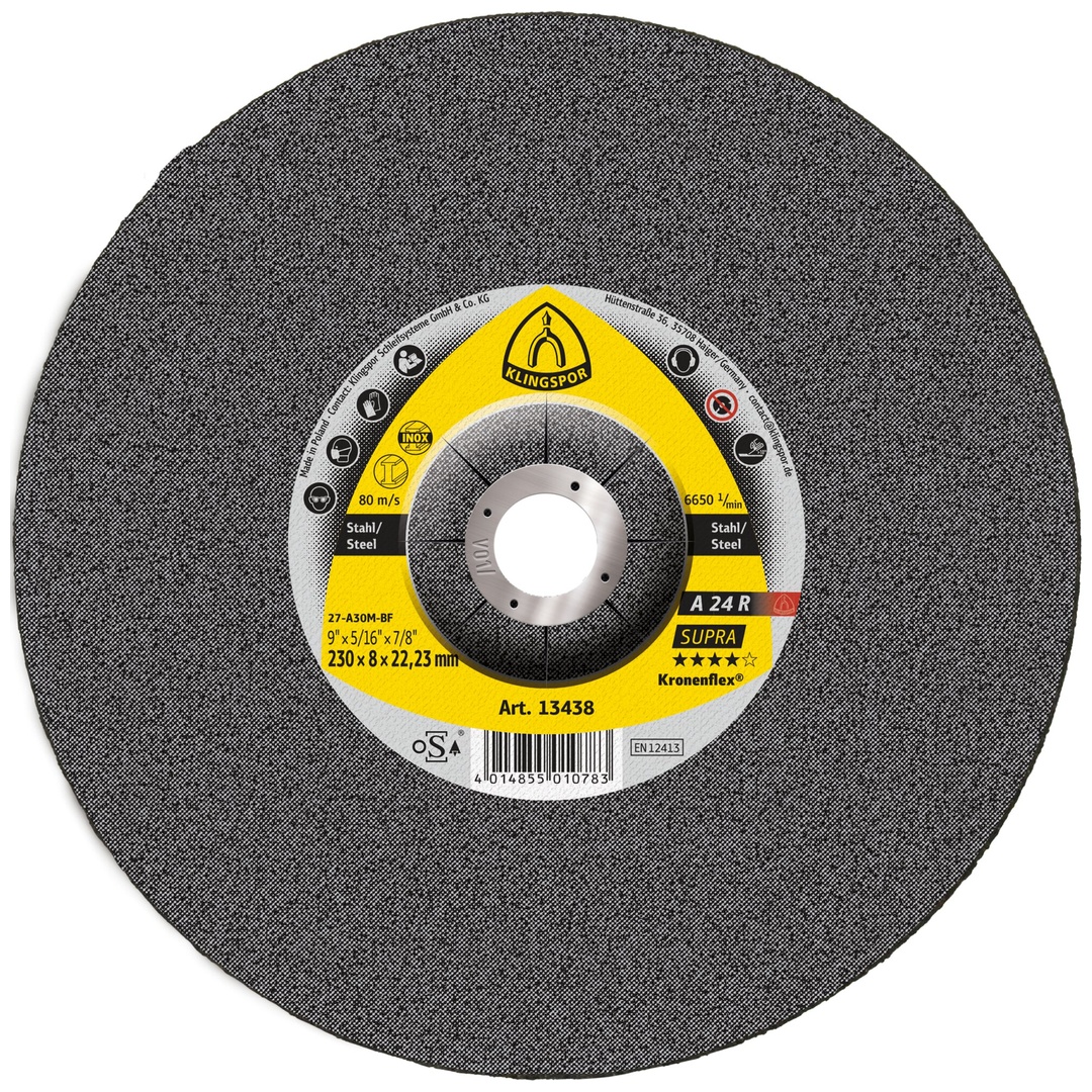 Klingspor A 24 R Schruppscheiben, 230 x 8 x 22,23 mm gekröpft