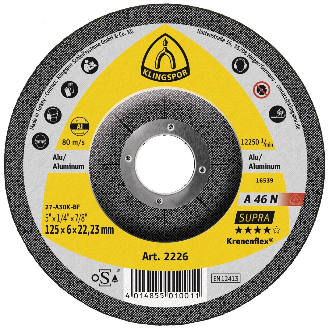 Klingspor A 46 N Schruppscheiben, 125 x 6 x 22,23 mm gekröpft