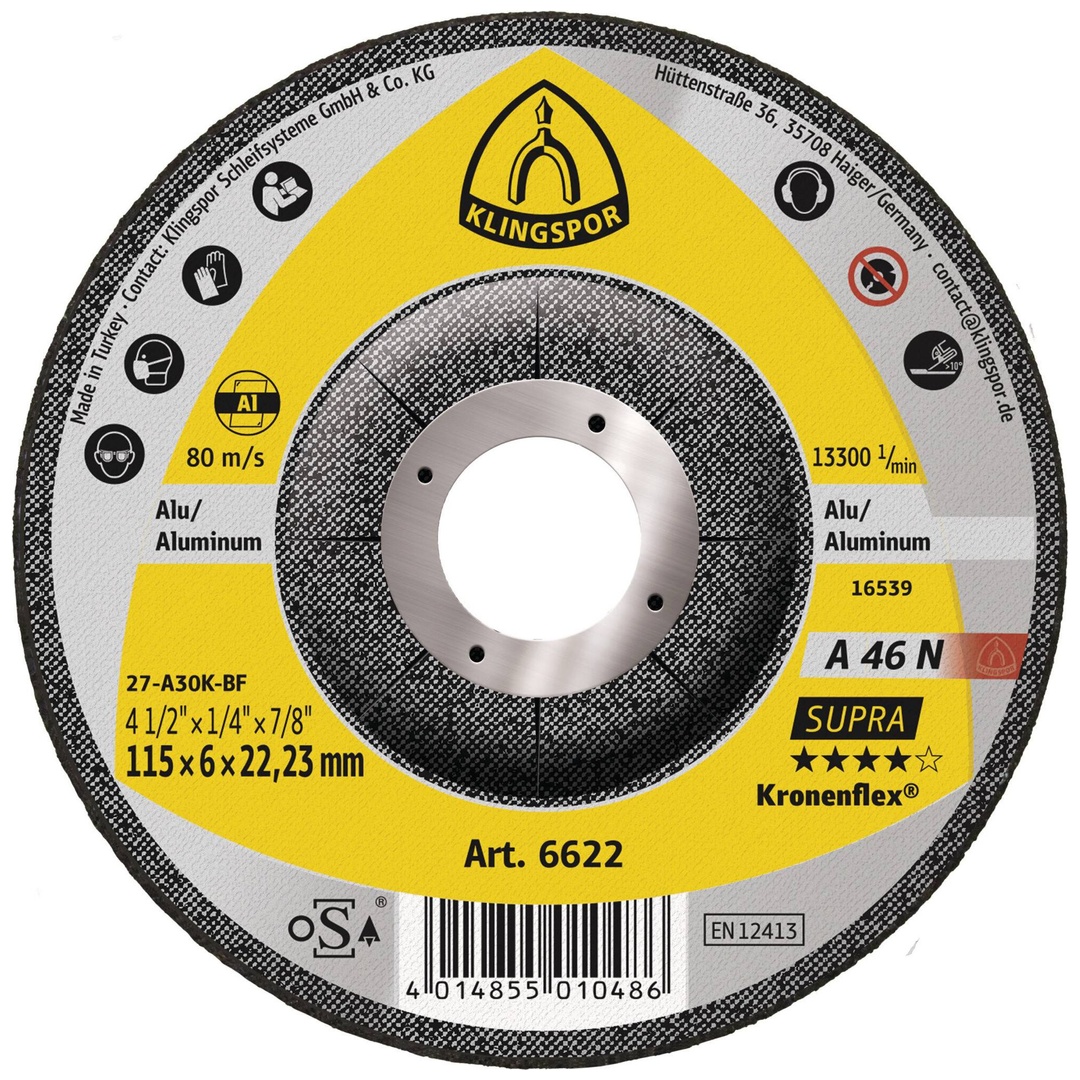 Klingspor A 46 N Schruppscheiben, 115 x 6 x 22,23 mm gekröpft
