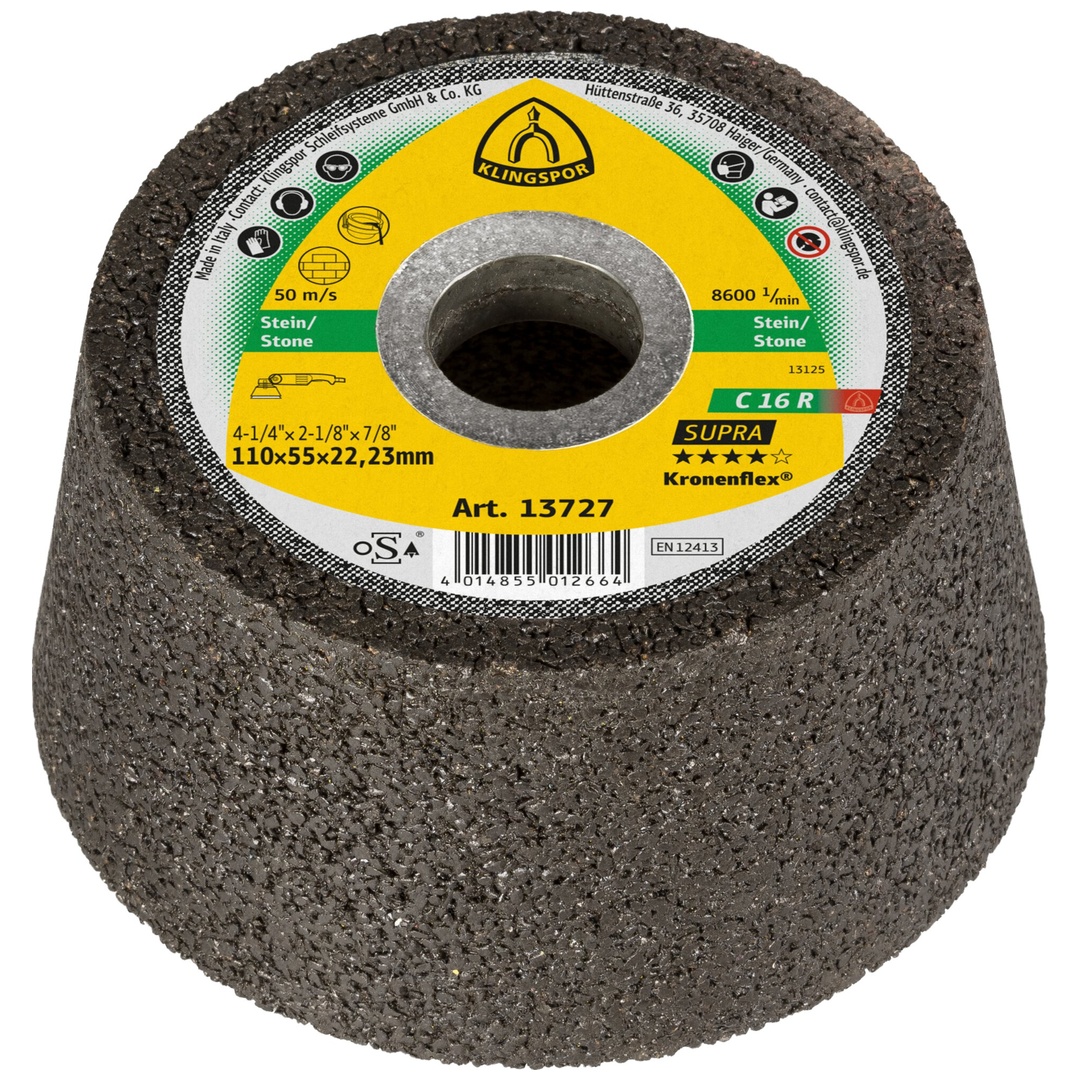 Klingspor C 16 R Schleiftopf, 110 x 55 x 22,23 mm gekröpft