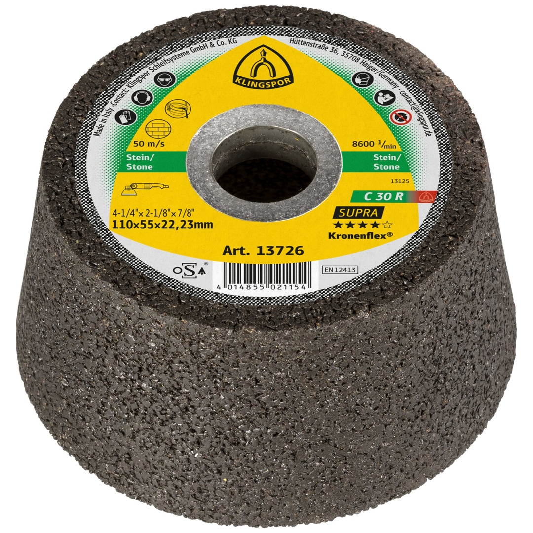 Klingspor C 30 R Schleiftopf, 110 x 55 x 22,23 mm gekröpft