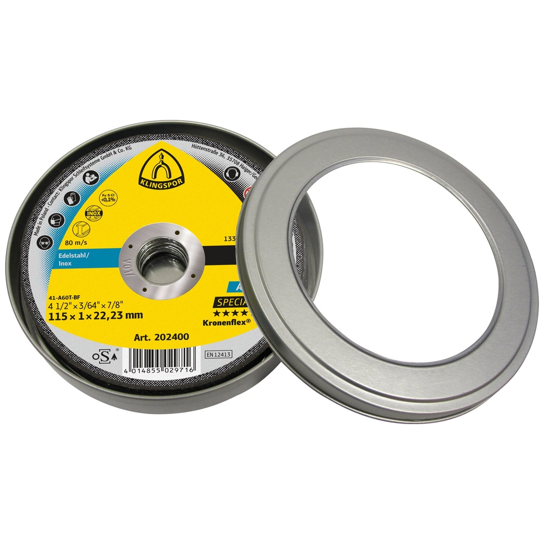 Klingspor A 60 TZ Trennscheiben, 115 x 1 x 22,23 mm gerade, Display (5 Dosen á 10 Stk.)
