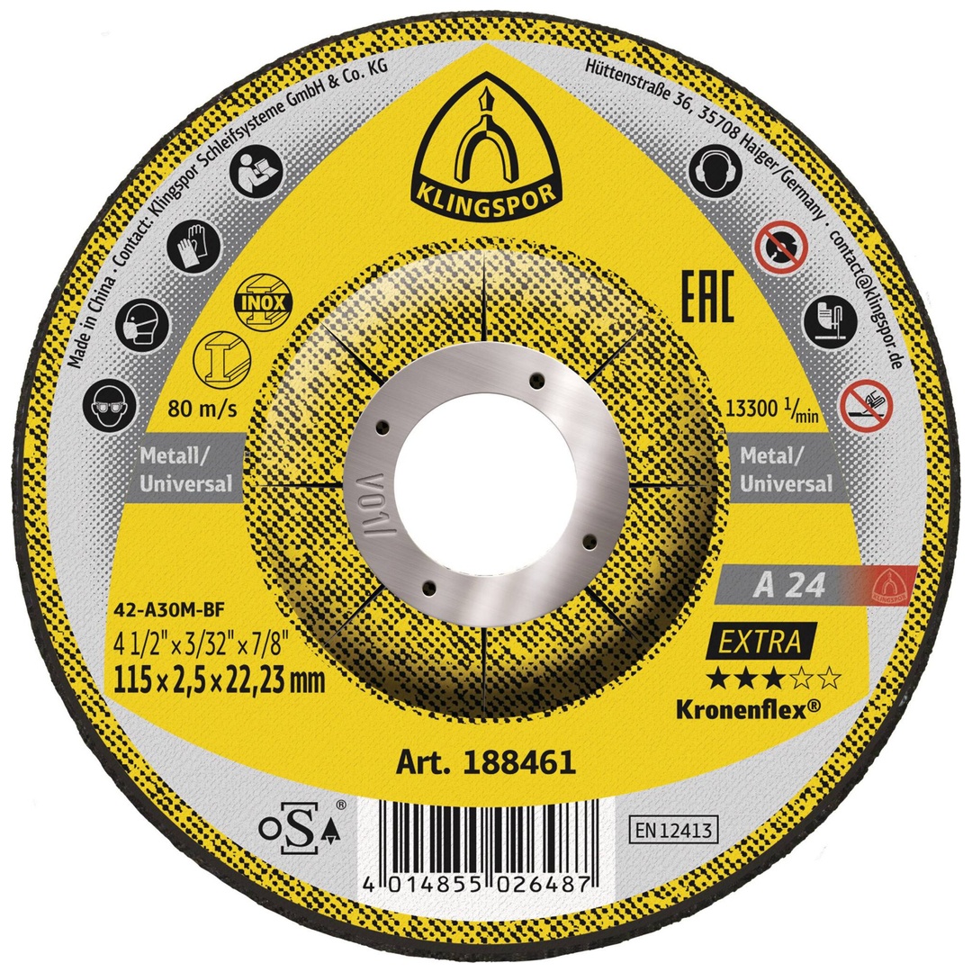 Klingspor A 24 EX Trennscheiben, 115 x 2,5 x 22,23 mm gekröpft