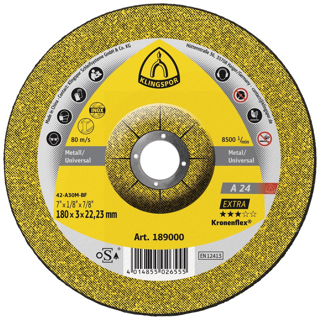 Klingspor A 24 EX Trennscheiben, 180 x 3 x 22,23 mm gekröpft