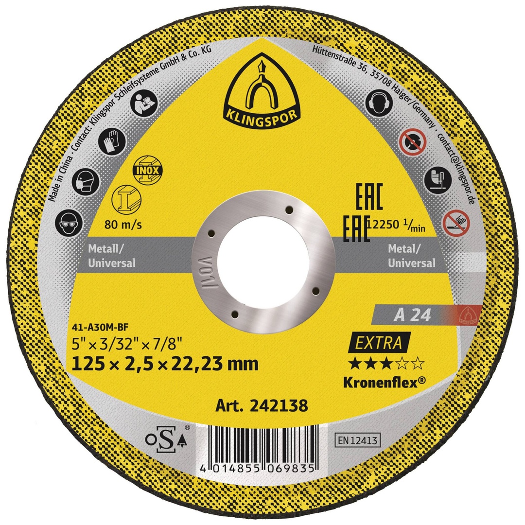 Klingspor A 24 EX Trennscheiben, 125 x 2,5 x 22,23 mm gerade