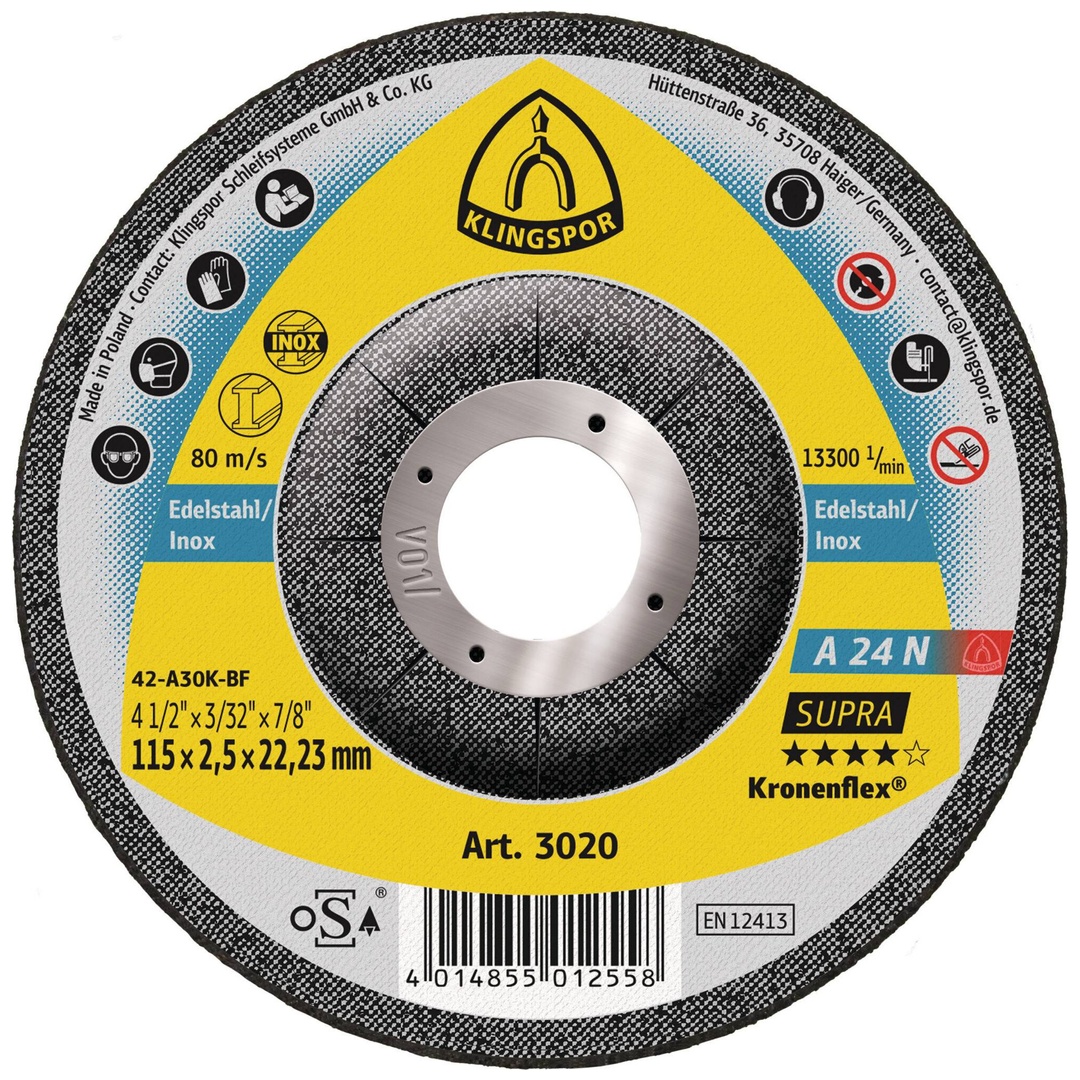 Klingspor A 24 N Trennscheiben, 115 x 2,5 x 22,23 mm gekröpft