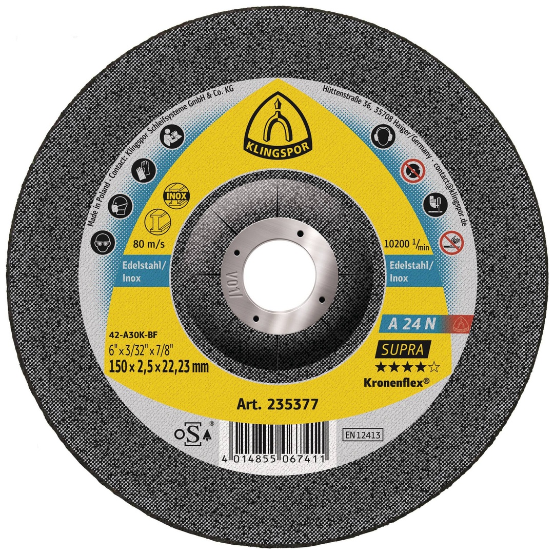 Klingspor A 24 N Trennscheiben, 150 x 2,5 x 22,23 mm gekröpft