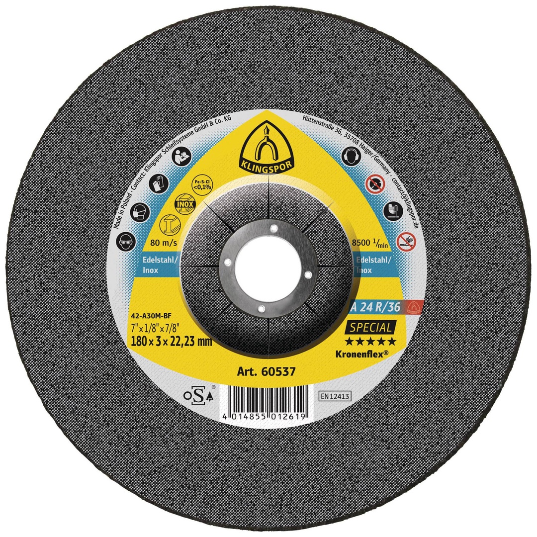 Klingspor A 24 R 36 Trennscheiben, 180 x 3 x 22,23 mm gekröpft