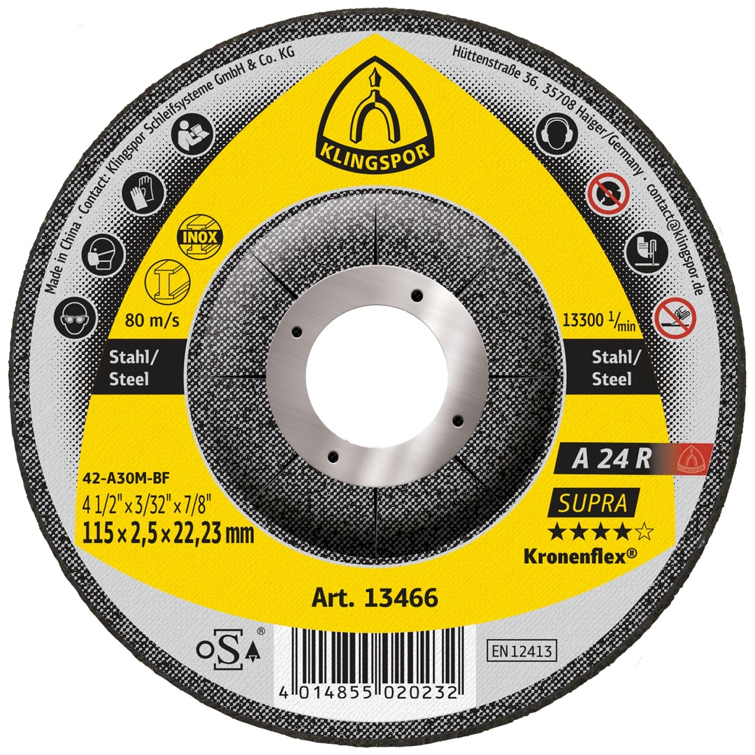 Klingspor A 24 R Trennscheiben, 115 x 2,5 x 22,23 mm gekröpft