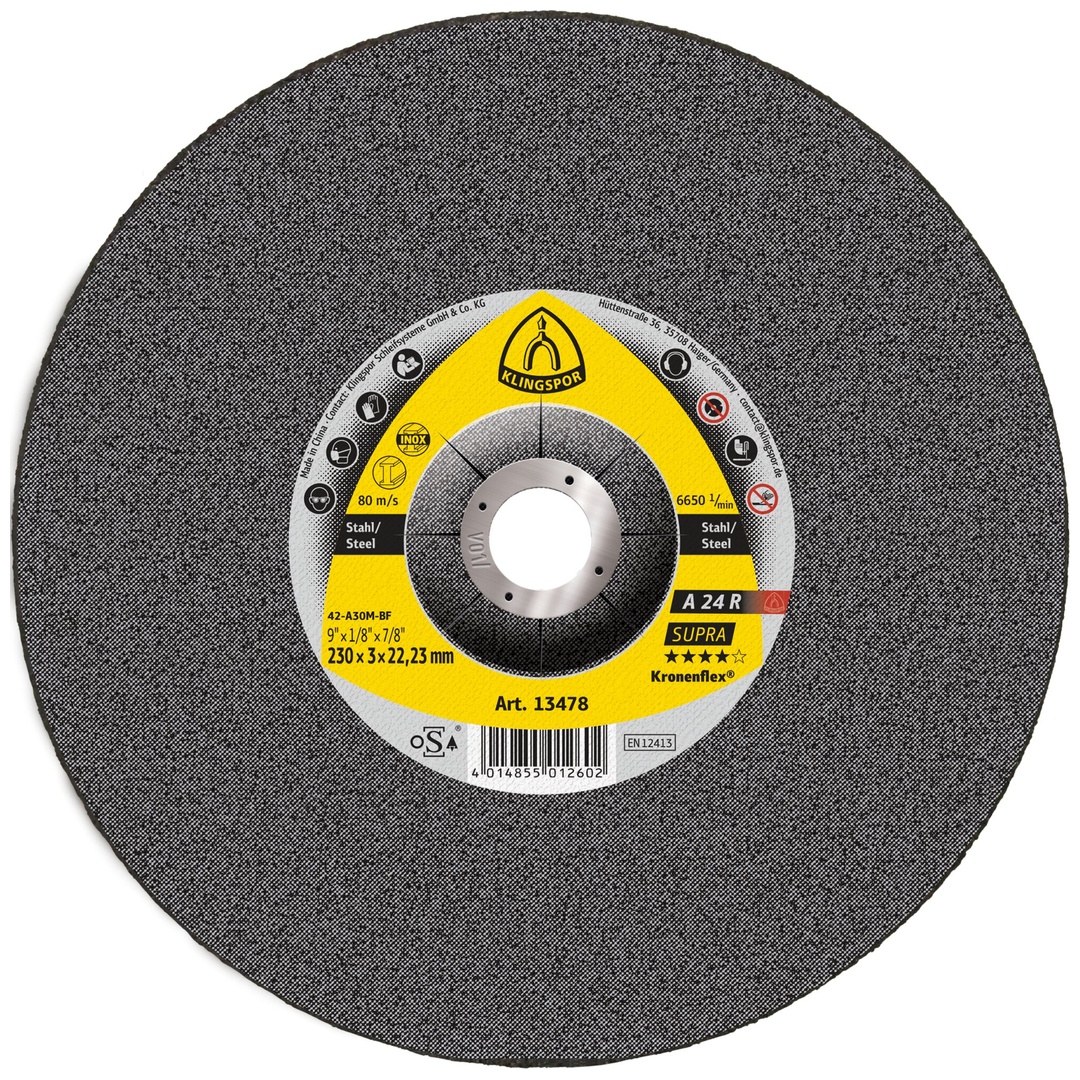 Klingspor A 24 R Trennscheiben, 230 x 3 x 22,23 mm gekröpft