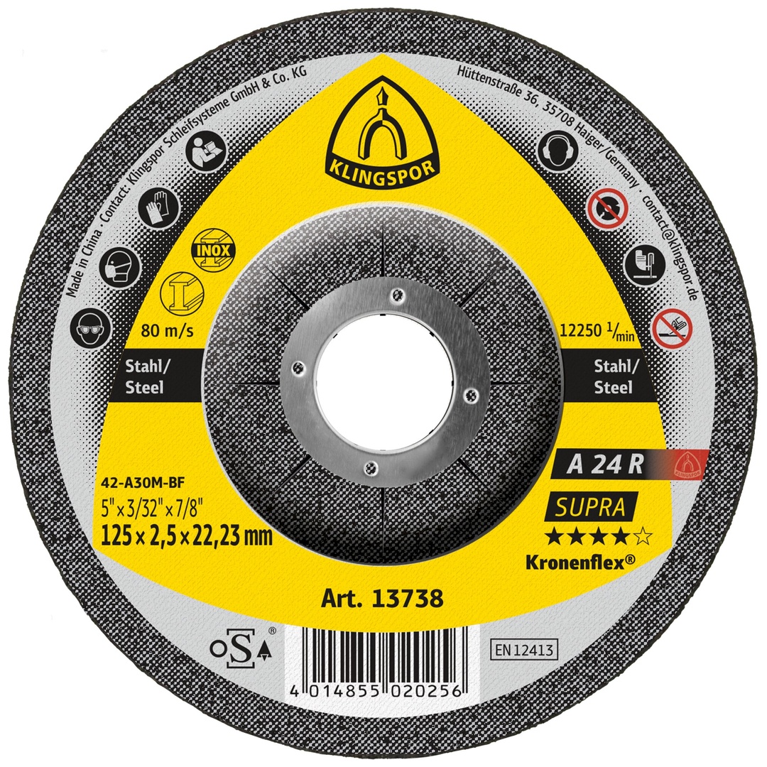 Klingspor A 24 R Trennscheiben, 125 x 2,5 x 22,23 mm gekröpft
