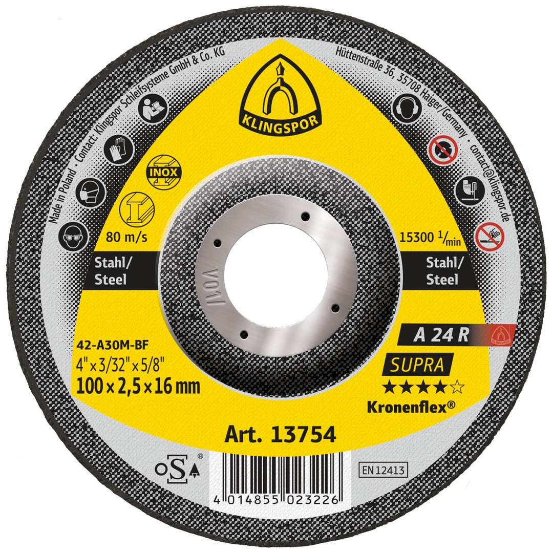 Klingspor A 24 R Trennscheiben, 100 x 2,5 x 16 mm gekröpft