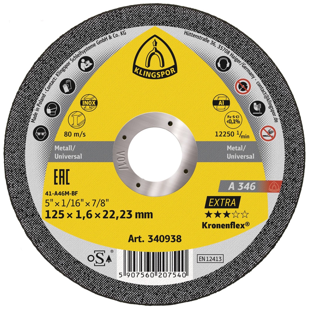 Klingspor A 346 EX Trennscheiben, 125 x 1,6 x 22,23 mm gerade