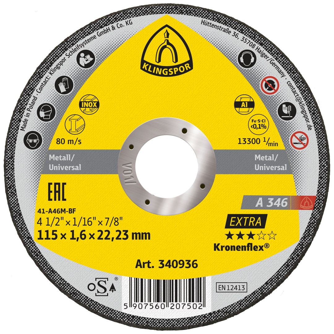 Klingspor A 346 EX Trennscheiben, 115 x 1,6 x 22,23 mm gerade