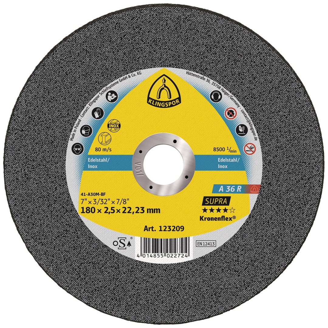 Klingspor A 36 R Trennscheiben, 180 x 2,5 x 22,23 mm gerade