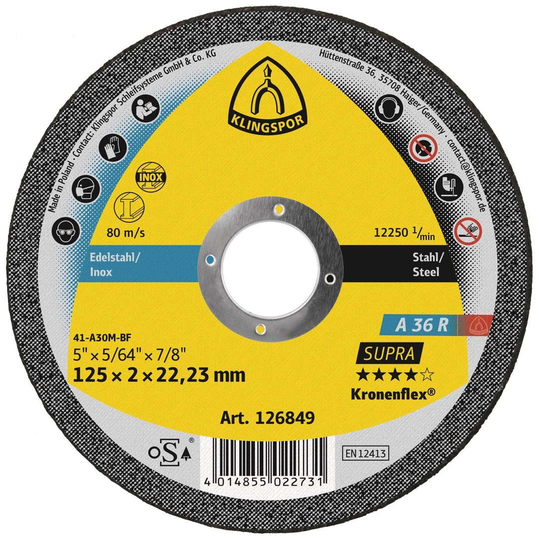 Klingspor A 36 R Trennscheiben, 125 x 2 x 22,23 mm gerade