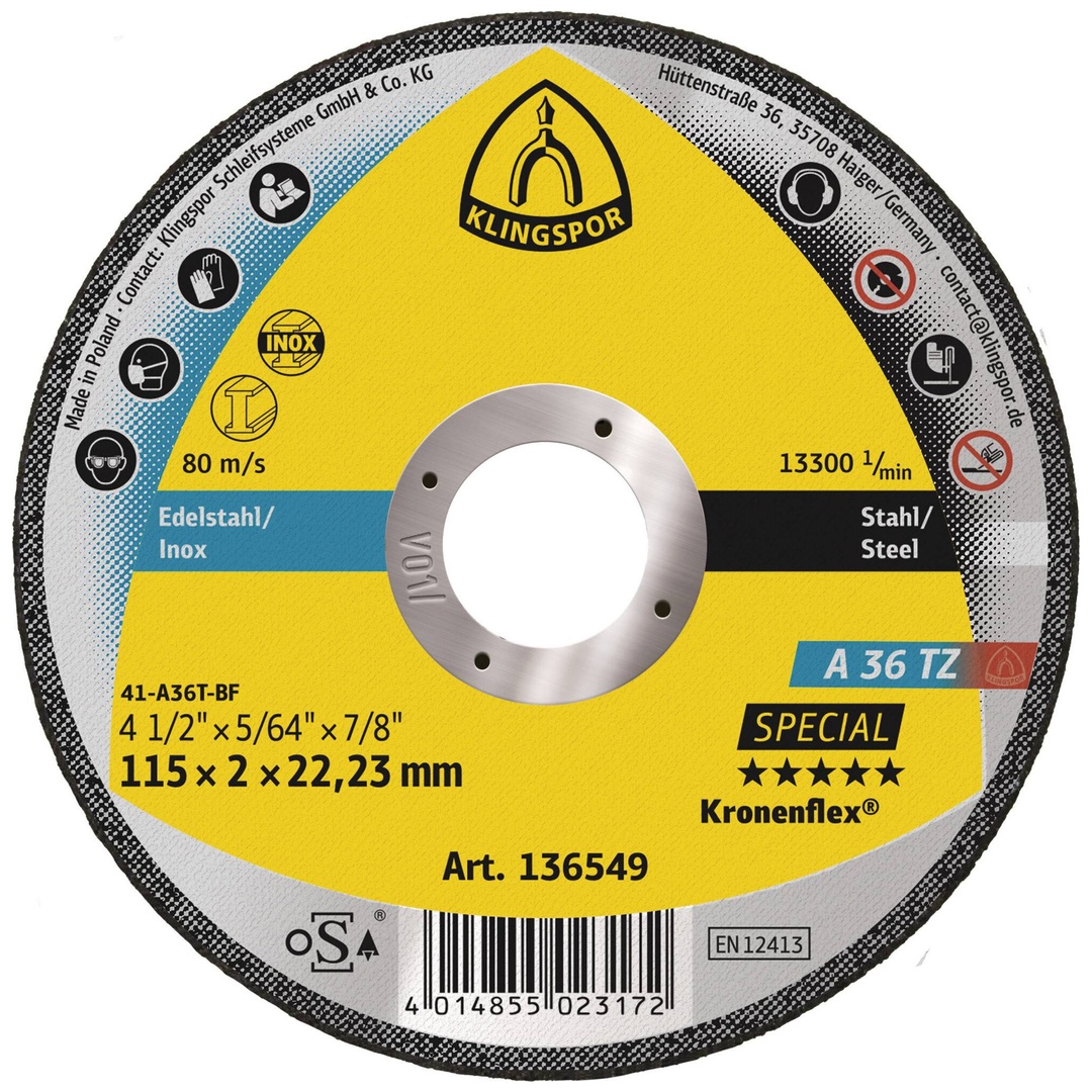 Klingspor A 36 TZ Trennscheiben, 115 x 2 x 22,23 mm gerade