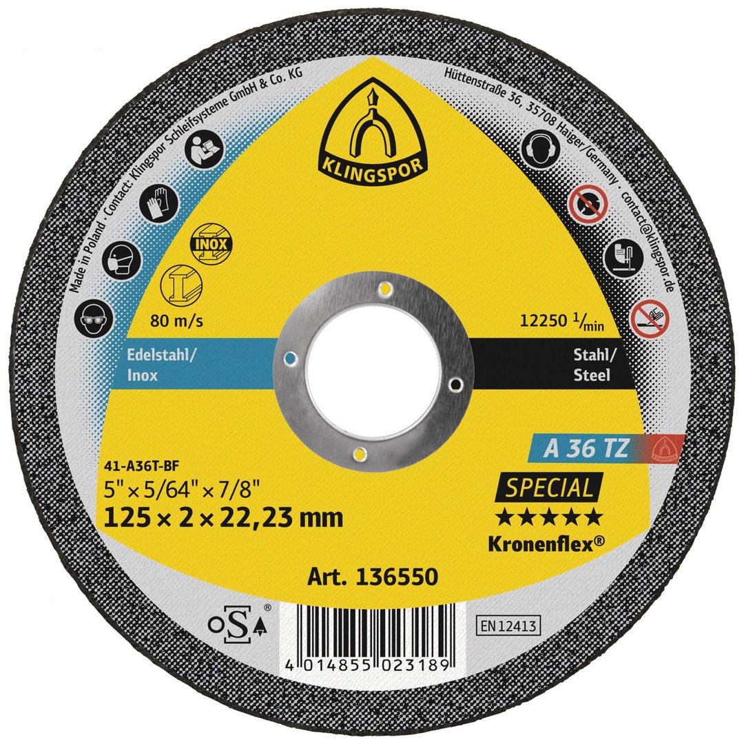 Klingspor A 36 TZ Trennscheiben, 125 x 2 x 22,23 mm gerade