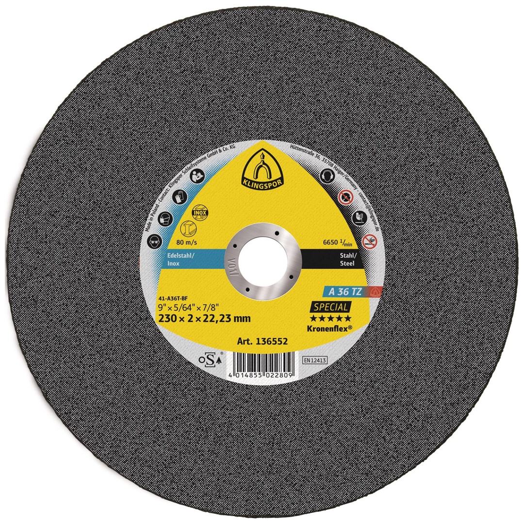 Klingspor A 36 TZ Trennscheiben, 230 x 2 x 22,23 mm gerade