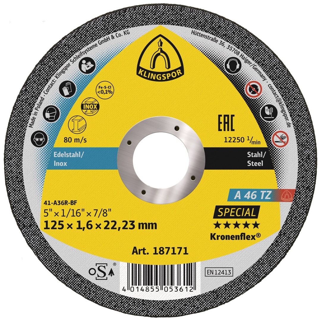 Klingspor A 46 TZ Trennscheiben, 125 x 1,6 x 22,23 mm gerade