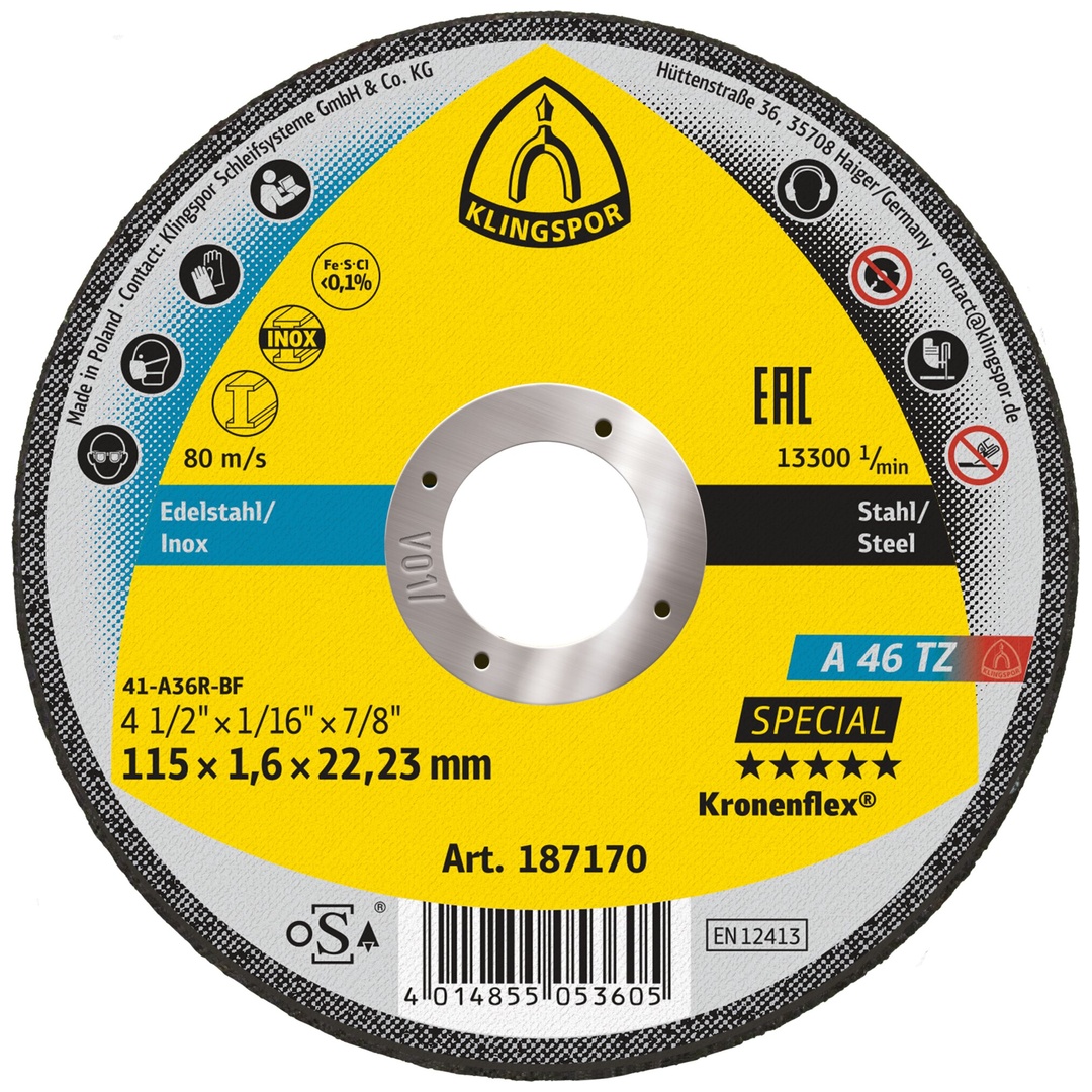 Klingspor A 46 TZ Trennscheiben, 115 x 1,6 x 22,23 mm gerade