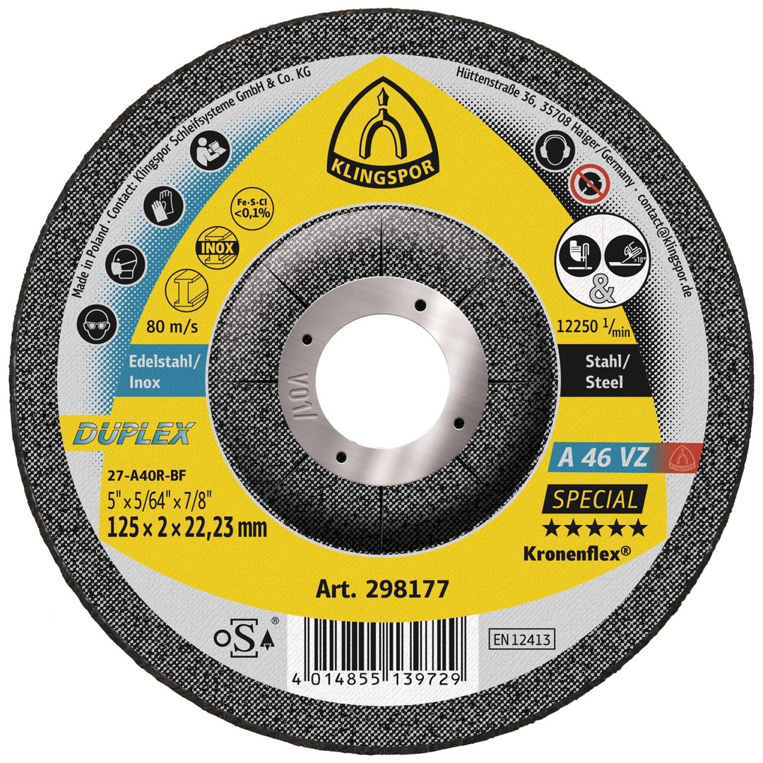 Klingspor A 46 VZ Trennscheiben, 125 x 2 x 22,23 mm gekröpft