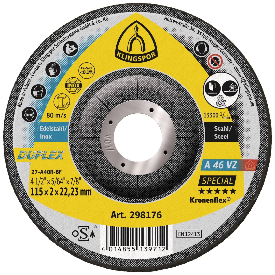 Klingspor A 46 VZ Trennscheiben, 115 x 2 x 22,23 mm gekröpft