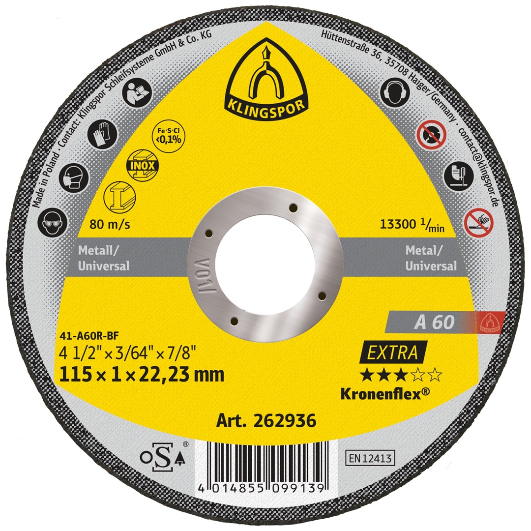 Klingspor A 60 EX Trennscheiben, 115 x 1 x 22,23 mm gerade