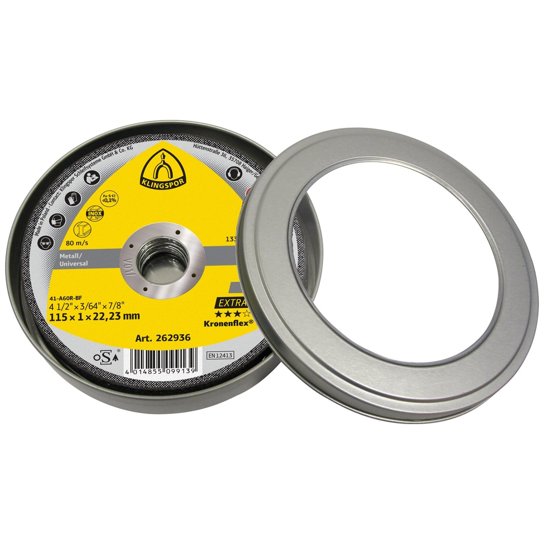 Klingspor A 60 EX Trennscheiben, 115 x 1 x 22,23 mm gerade, Display (5 Dosen á 10 Stk.)