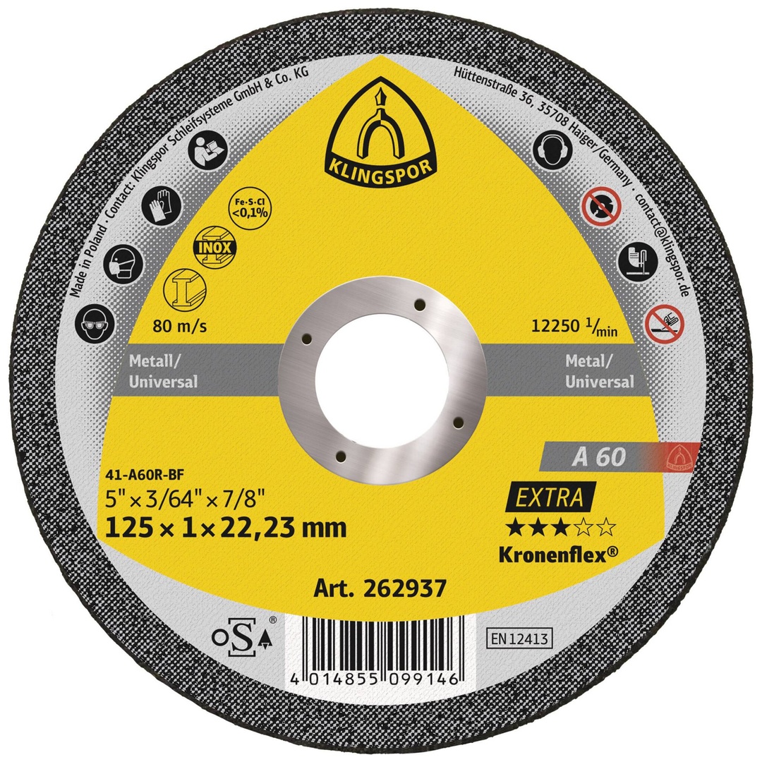Klingspor A 60 EX Trennscheiben, 125 x 1 x 22,23 mm gerade