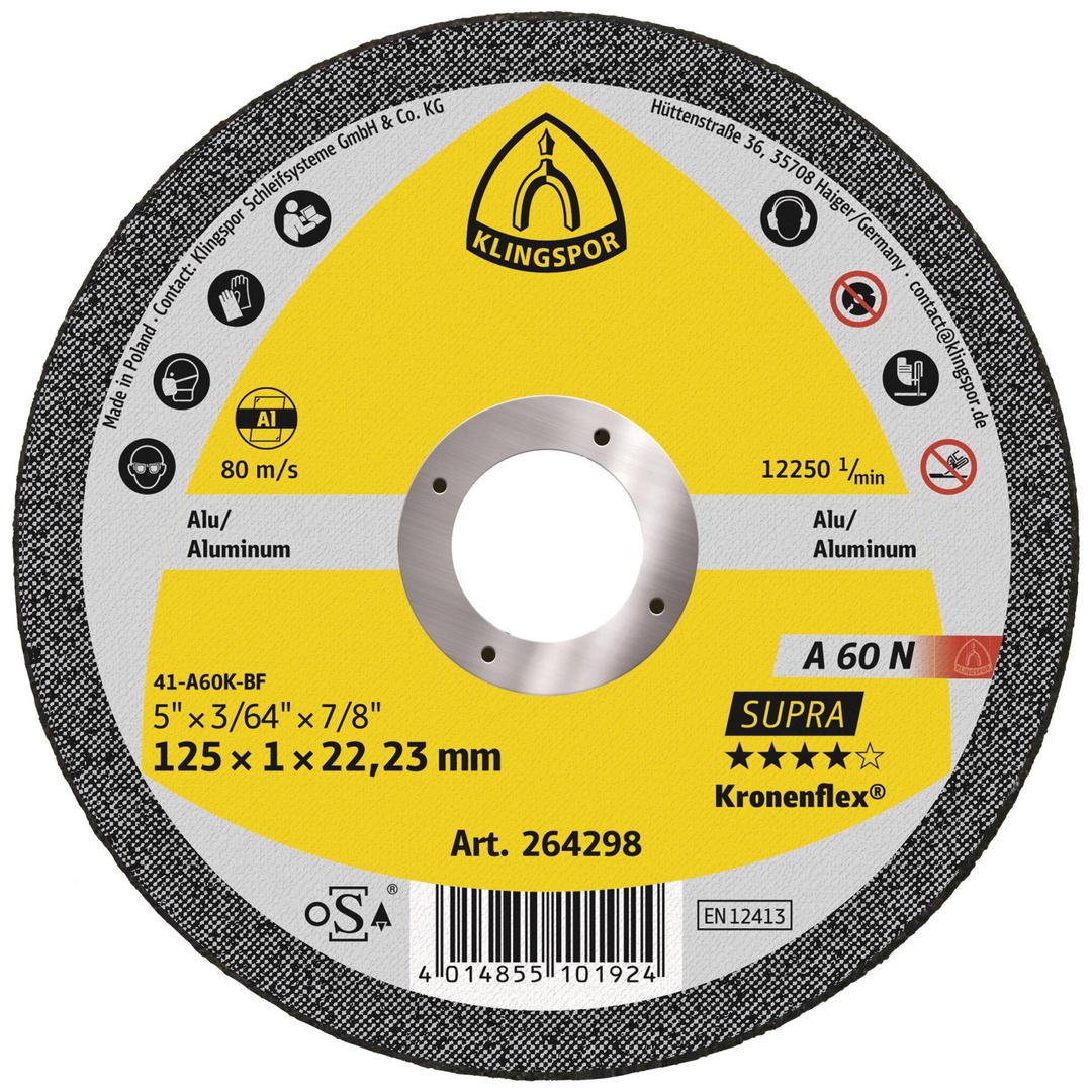 Klingspor A 60 N Trennscheiben, 125 x 1 x 22,23 mm gerade