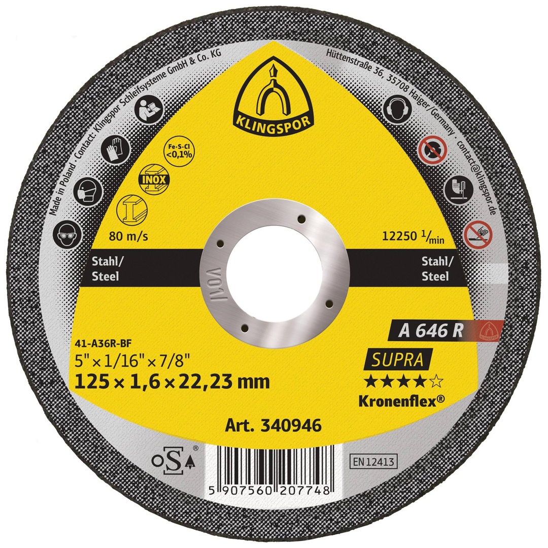 Klingspor A 646 R Trennscheiben, 125 x 1,6 x 22,23 mm gerade