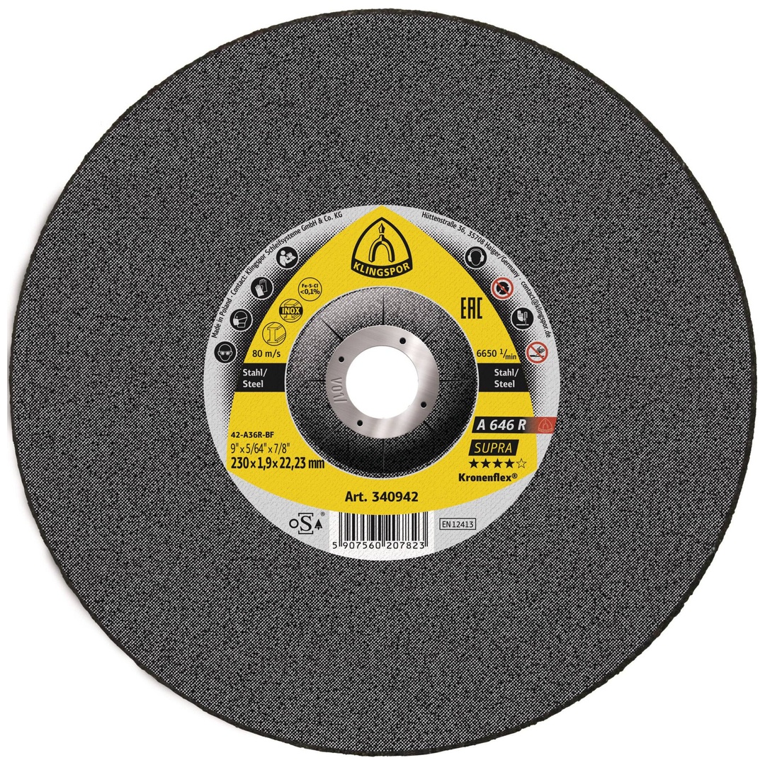 Klingspor A 646 R Trennscheiben, 230 x 1,9 x 22,23 mm gekröpft