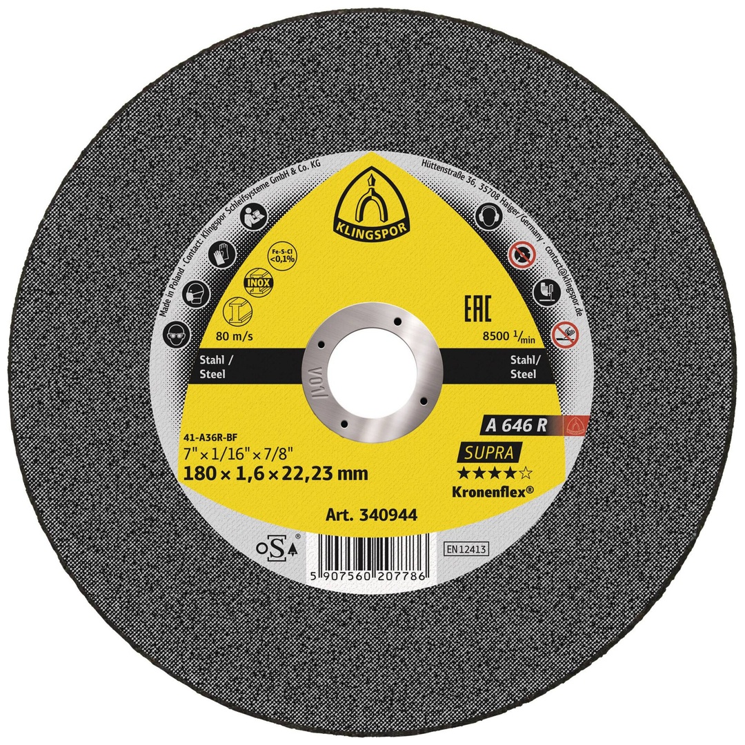 Klingspor A 646 R Trennscheiben, 180 x 1,6 x 22,23 mm gerade