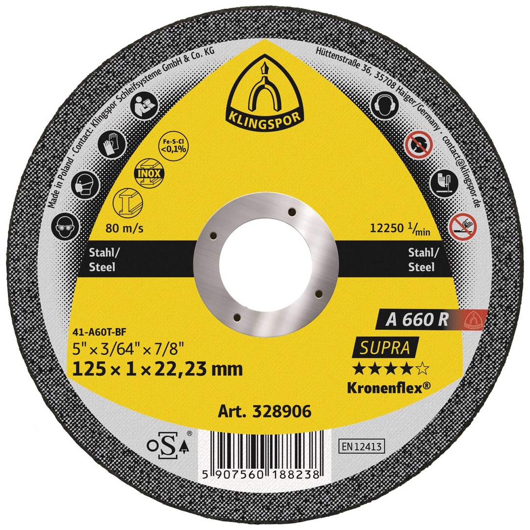 Klingspor A 660 R Trennscheiben, 125 x 1 x 22,23 mm gerade