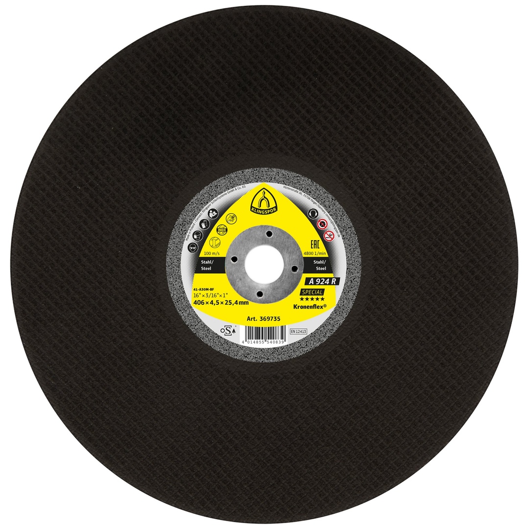 Klingspor A 924 R Großtrennscheiben, 406 x 4,5 x 25,4 mm gerade