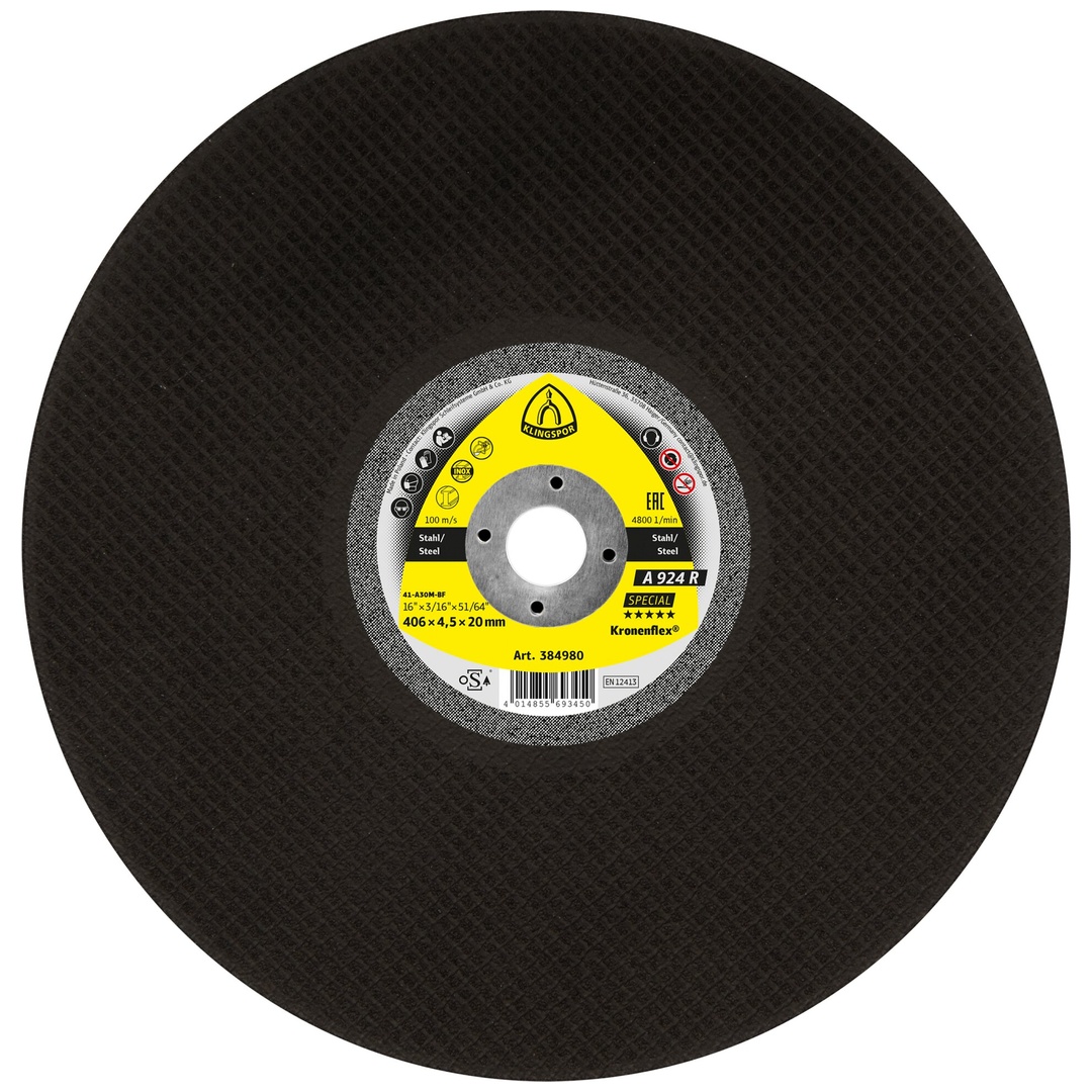 Klingspor A 924 R Großtrennscheiben, 406 x 4,5 x 20 mm gerade