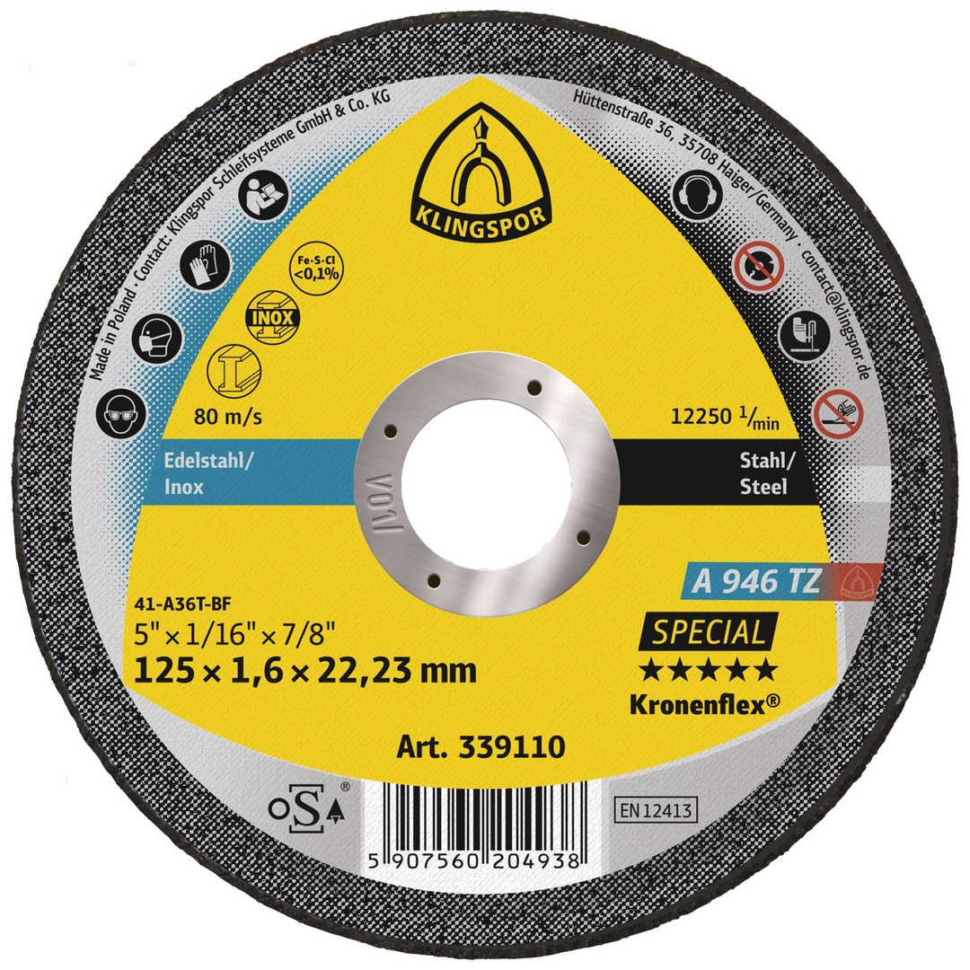 Klingspor A 946 TZ Trennscheiben, 125 x 1,6 x 22,23 mm gerade