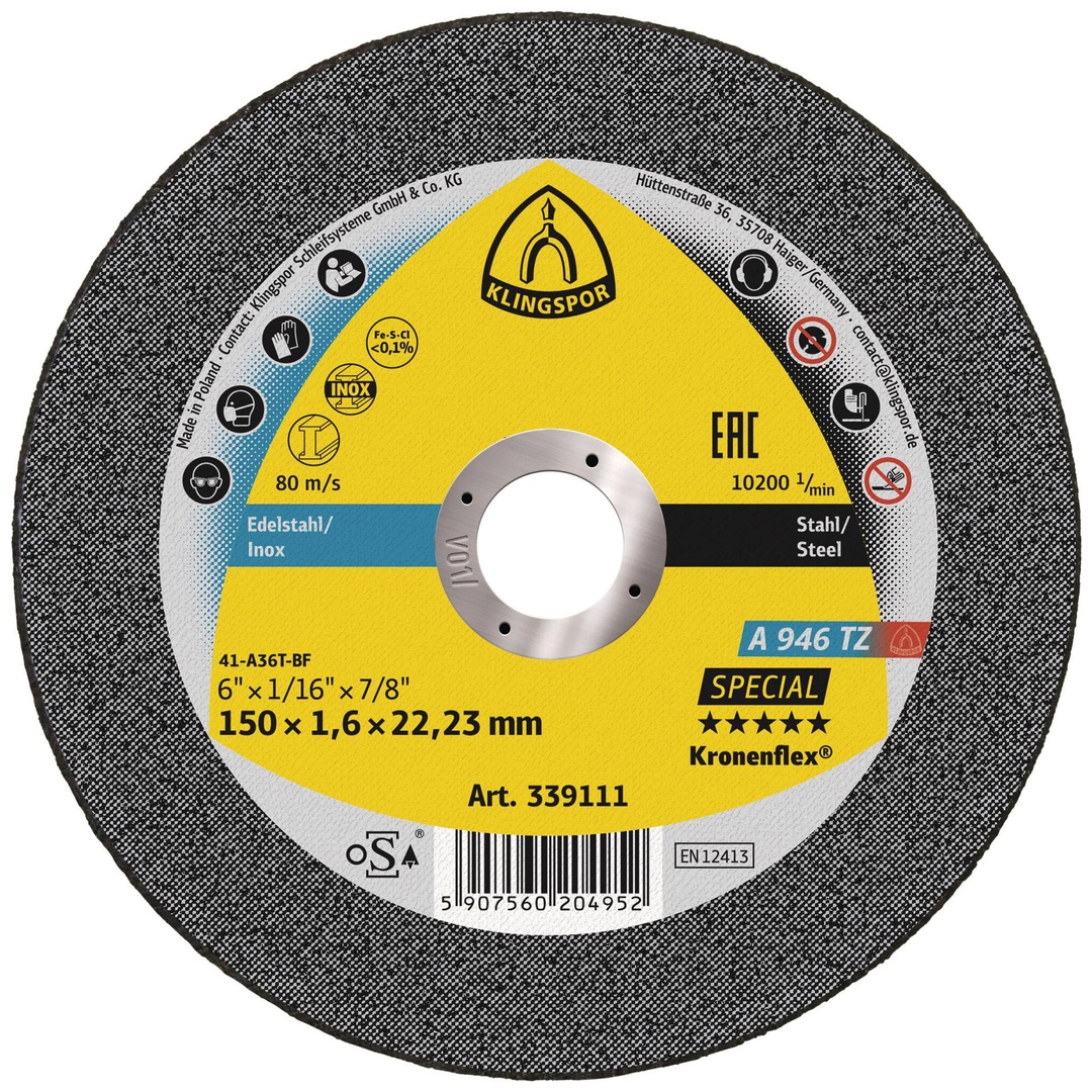 Klingspor A 946 TZ Trennscheiben, 150 x 1,6 x 22,23 mm gerade