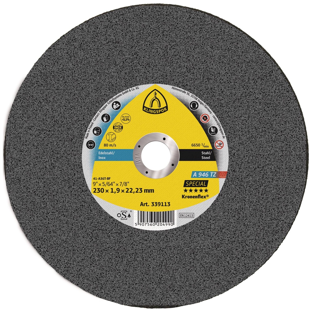 Klingspor A 946 TZ Trennscheiben, 230 x 1,9 x 22,23 mm gerade