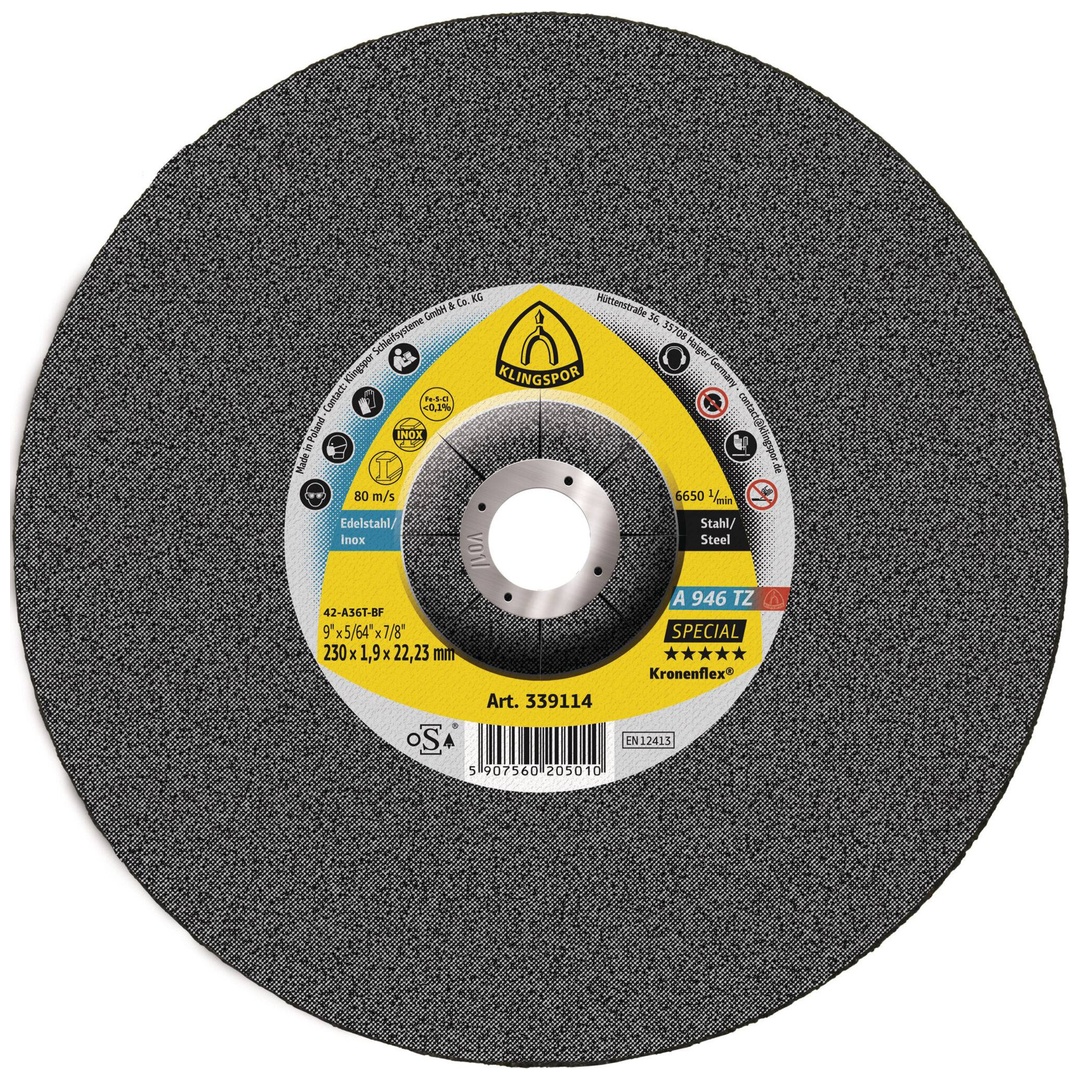 Klingspor A 946 TZ Trennscheiben, 230 x 1,9 x 22,23 mm gekröpft