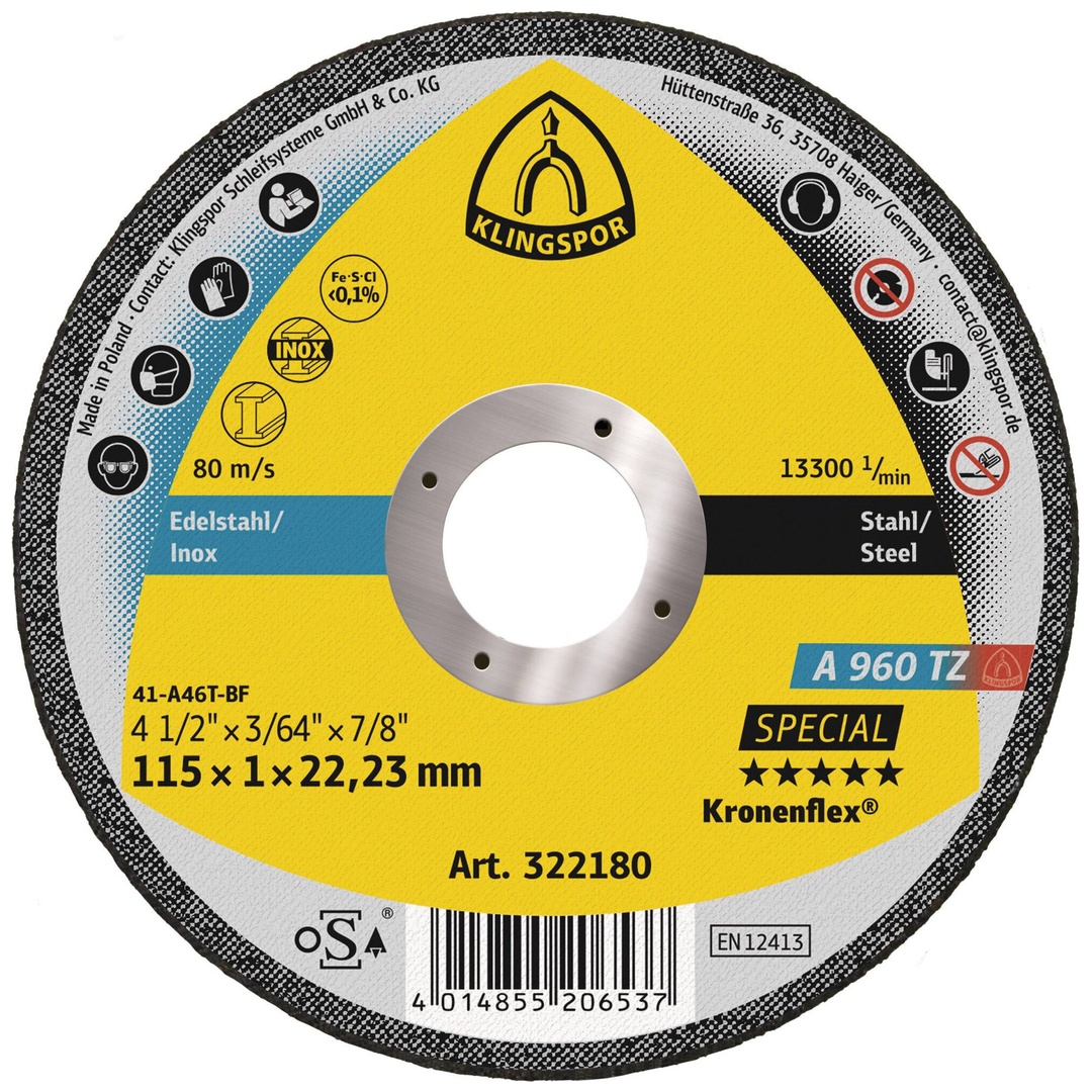 Klingspor A 960 TZ Trennscheiben, 115 x 1 x 22,23 mm gerade