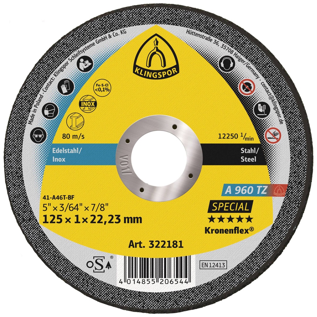Klingspor A 960 TZ Trennscheiben, 125 x 1 x 22,23 mm gerade