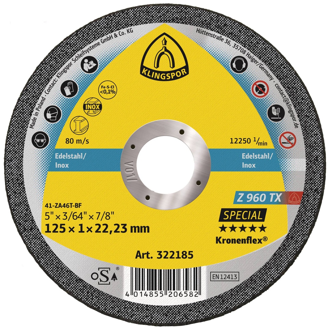 Klingspor Z 960 TX Trennscheiben, Zirkon 125 x 1 x 22,23 mm gerade