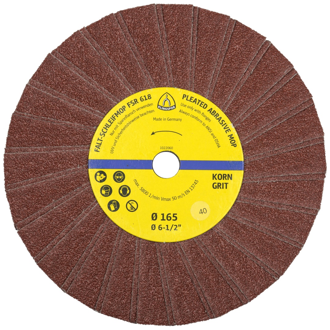 Klingspor FSR 618 Schleifmopräder, 165 x 14 mm Korn 80 Einreihig 2 Lamellen pro Paket
