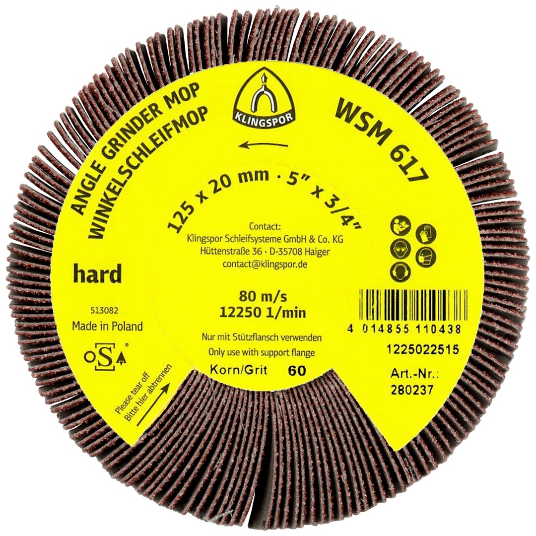 Klingspor WSM 617 Schleifmopräder LS 309 X, 115 x 20 mm Korn 120 Gewinde M 14
